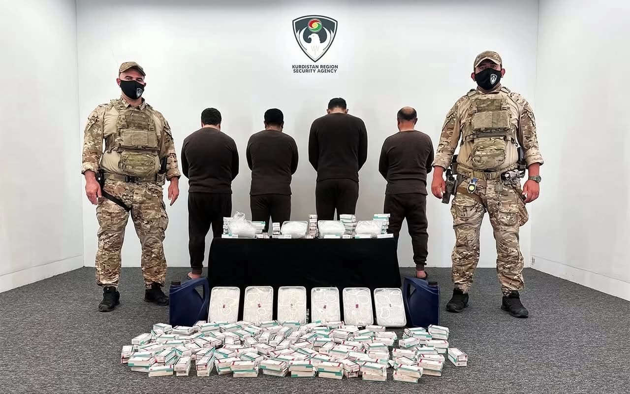 Sulaimani security forces seize 87 liters of liquid crystal meth, arrest two suspects