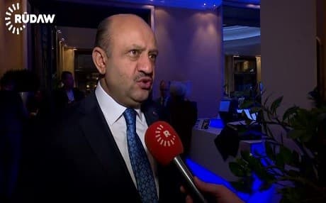 Turkish defense minister Fikri Işık speaking to Rudaw reporter in Munich, Germany on Saturday. Photo: Rudaw video