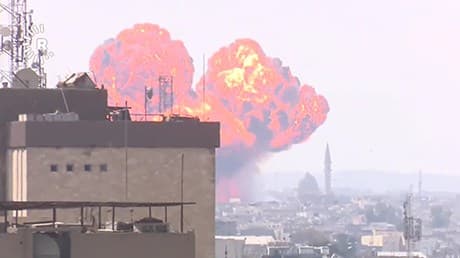 Rudaw cameras capture a fiery explosion in western Mosul on Saturday.