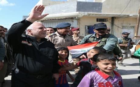 Prime Minister of Iraq Haider al-Abadi greeting civilians as he visited west Mosul. Photo: Courtesy of PM