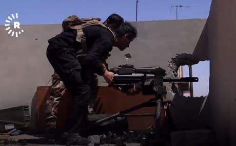 An Iraqi soldier in west Mosul on Thursday. Photo: Rudaw video