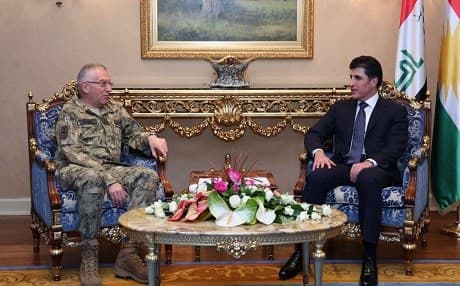 Italy's General Chief of Defence Staff Claudio Graziano meets with Kurdish Prime Minister Nechirvan Barzani in Erbil. Photo: KRG