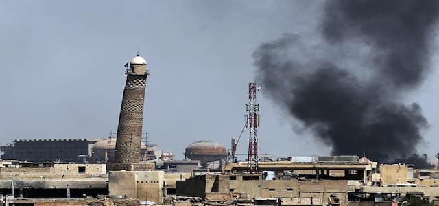 Warplanes intensively bombed areas near Hadba Minaret in Old Mosul district about a week ago. .