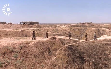 Peshmerga patrol one of their five fronts north and east of Hawija. Photo: Rudaw video