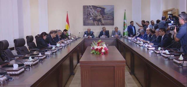 The trilateral Kurdistan Democratic Party (KDP), Patriotic Union of Kurdistan (PUK) and Change Movement (Gorram) meeting at PUK politburo in Erbil on September 12, 2017. Photo: Rudaw video