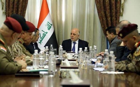 Iraqi Prime Minister Haider al-Abadi met with the National Security Council on Sunday. Photo: Official
