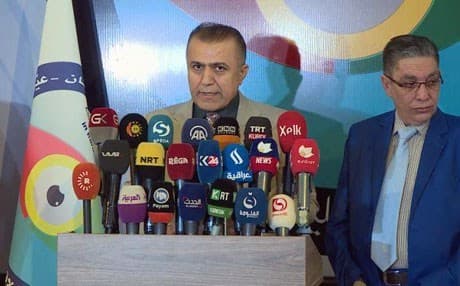 Judge Ahmed Anwar, head of the KRG Commission of Integrity speaking to reporters in Erbil on Sunday, December 10, 2017. Photo: Rudaw video