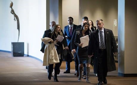 Diplomats walk the halls of the UN headquarters in New York on January 2. Photo: Drew Angerer | AFP