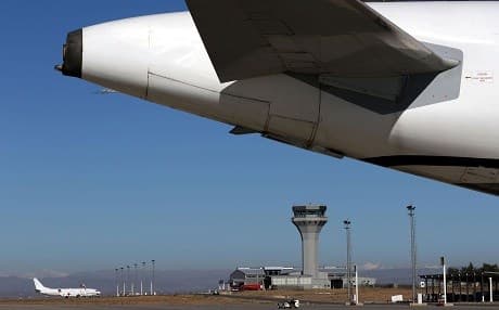 A plane on the tarmac at Erbil International Airport in the Kurdistan Region. Photo: Safin Hamed | AFP
