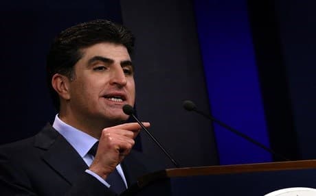 Kurdish Prime Minister Nechirvan Barzani speaks at a press conference in January 2018. File photo: AFP/Safin Hamed
