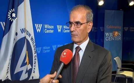 Najmaldin Karim speaks at the Wilson Center, a Washington, D.C., think tank on April 17, 2018. Photo: Rudaw TV