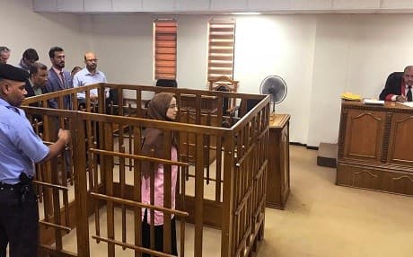 French woman Djamila Boutoutaou attends her trial in Baghdad in April. She was sentenced to life in jail for membership in ISIS. Photo: Ammar Karim/AFP