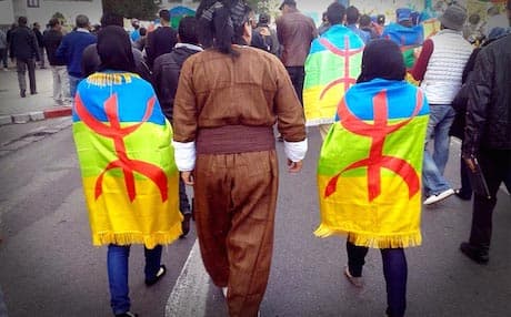 Kawa Botani, a Kurdish man from Duhok joined Amazigh protests in Morocco in January, demanding their rights. Photo: Kawa Botani