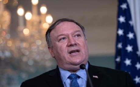 In this file photo taken on December 13, 2018, US Secretary of State Mike Pompeo speaks to the press at the State Department in Washington. AFP