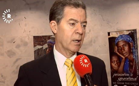 Sam Brownback, US Ambassador-at-large for International Religious Freedom, speaks to Rudaw on the sidelines of an International Christian Concern conference in Washington DC, May 22, 2019.