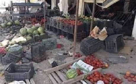 Photograph published by Iraq's Security Media Cell shows the aftermath of Sunday's bombing near the village bazaar in Aweinat, Nineveh province, May 26, 2019. Photo: Security Media Cell / Facebook