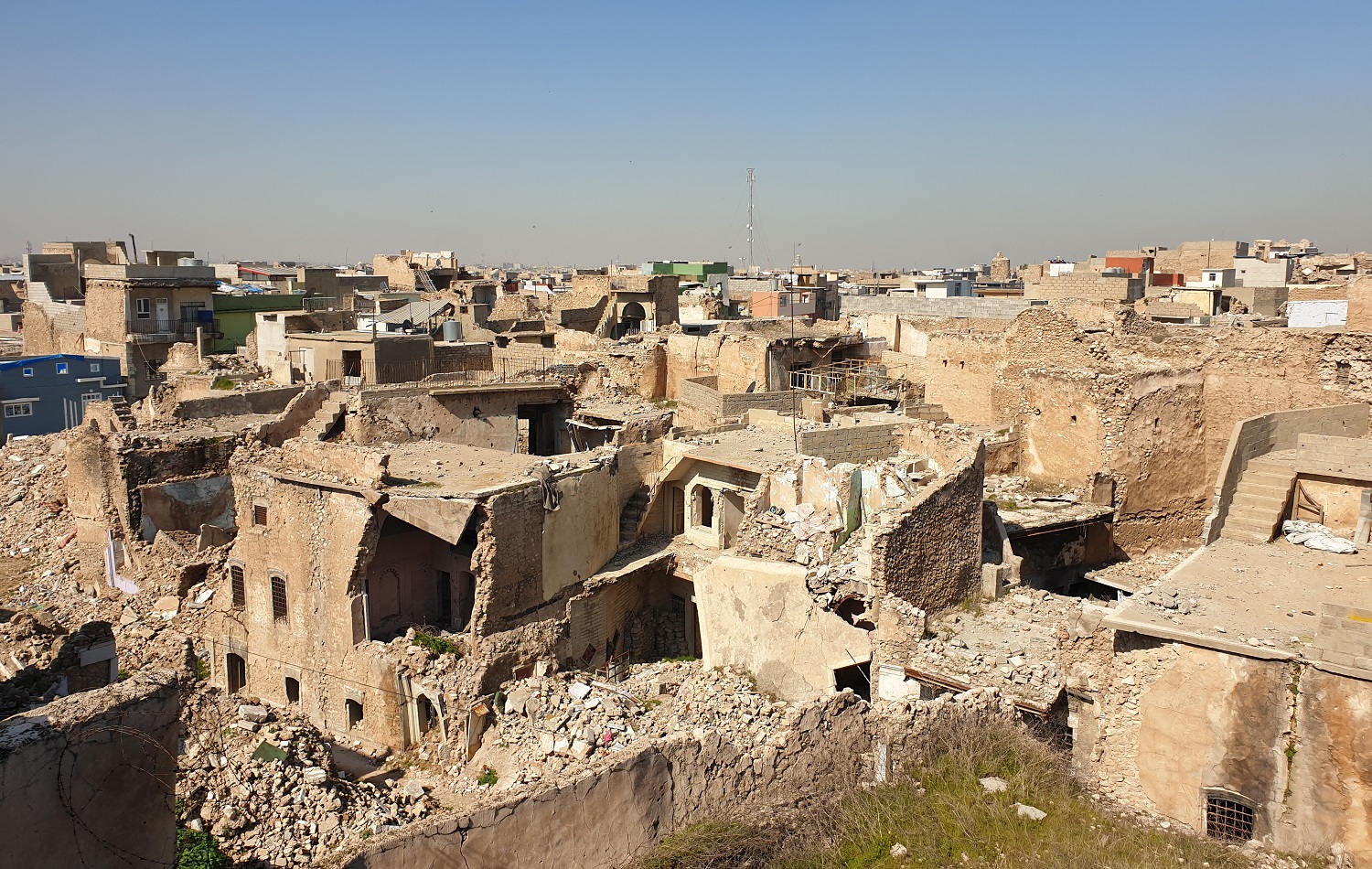 A rooftop view from al-Tahira Church, West Mosul on February 24, 2021, with the houses and buildings of the Old City destroyed during the ISIS war in sight. Photo: Khazan Jangiz / Rudaw