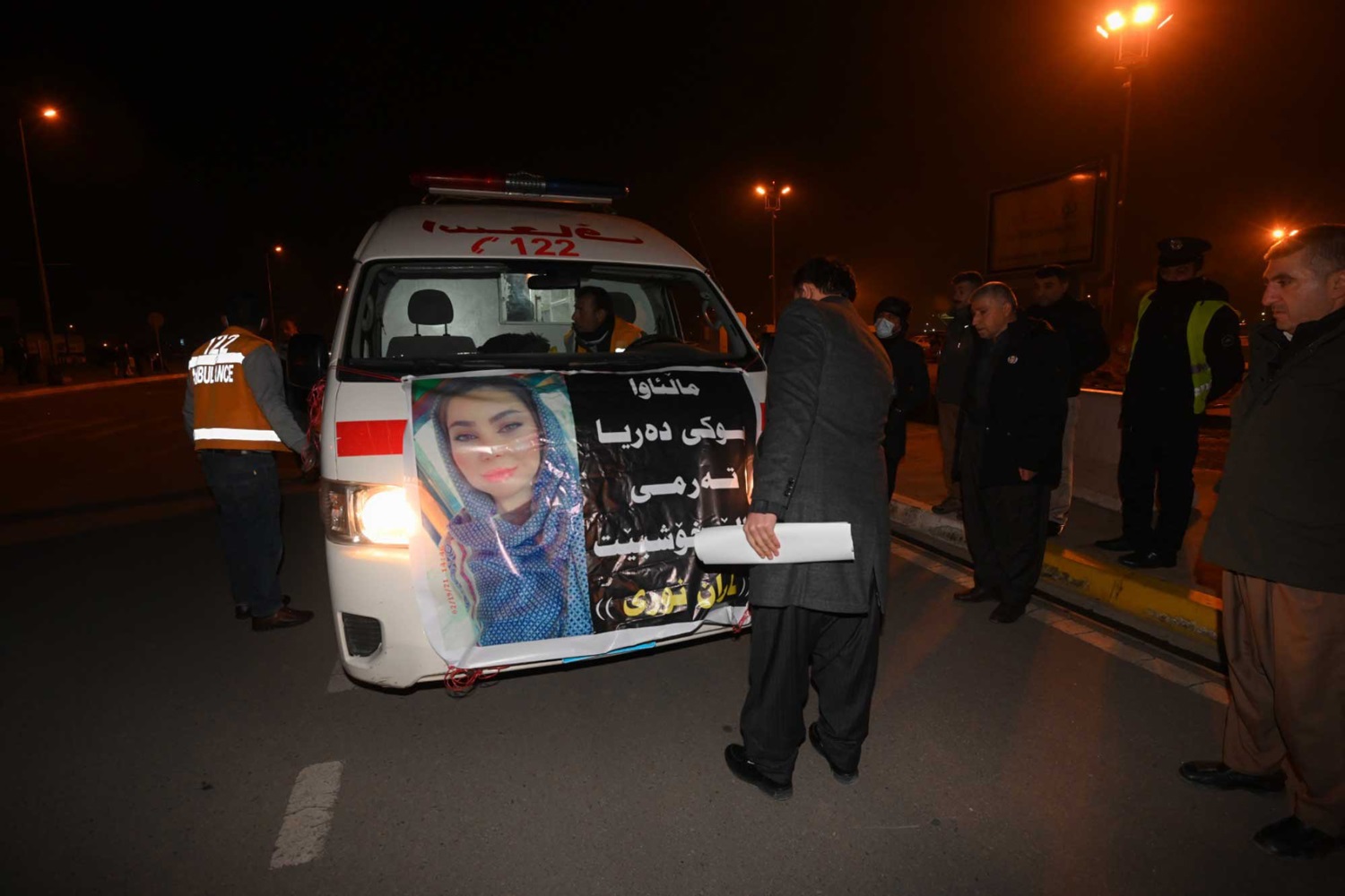The coffin of 24-year-old Baran Nuri arrives in Erbil airport on December 26, 2021. Photo: Bilind T. Abdullah / Rudaw