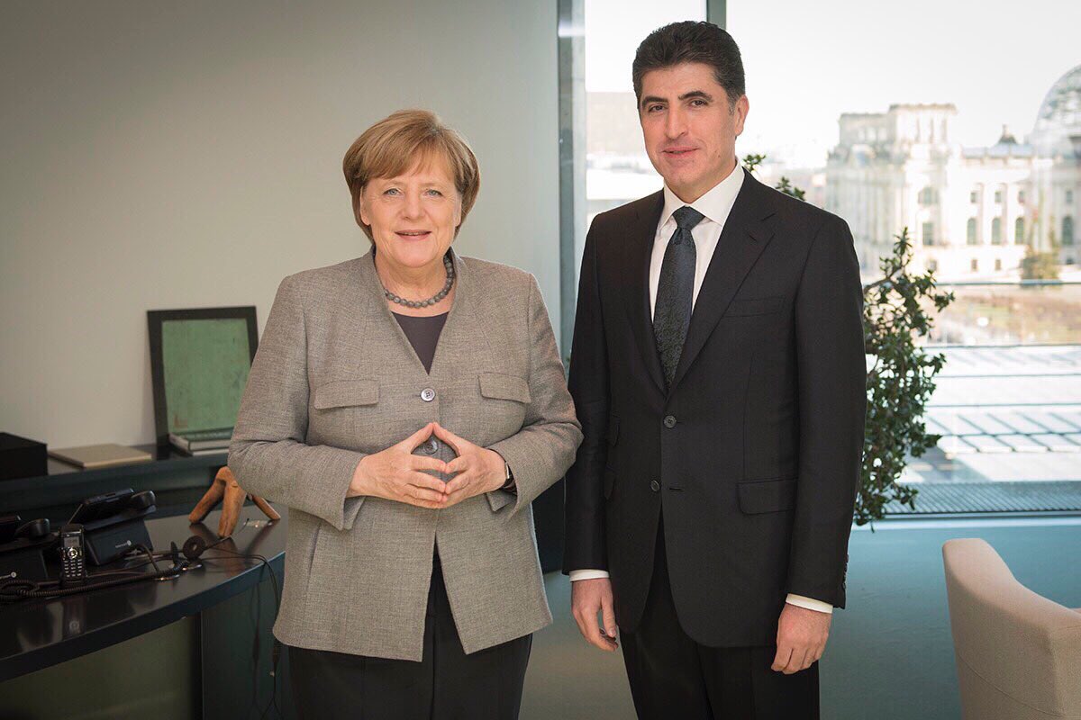 نێچیرڤان بارزانی و ئەنگێلا مێرکڵ لە دیسمەمبەری 2017- بەرلینی ئەڵمانیا