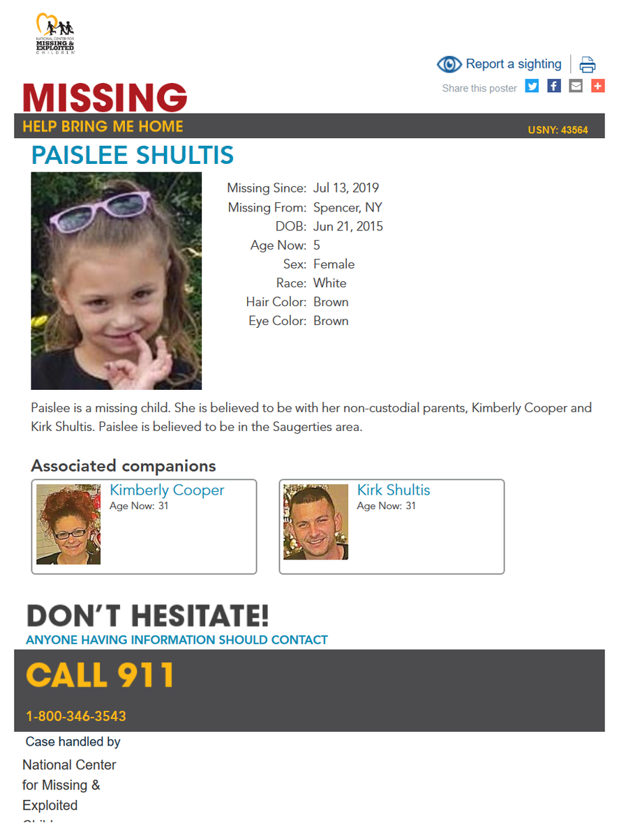 Kız çocuğu için verilen kayıp ilanı