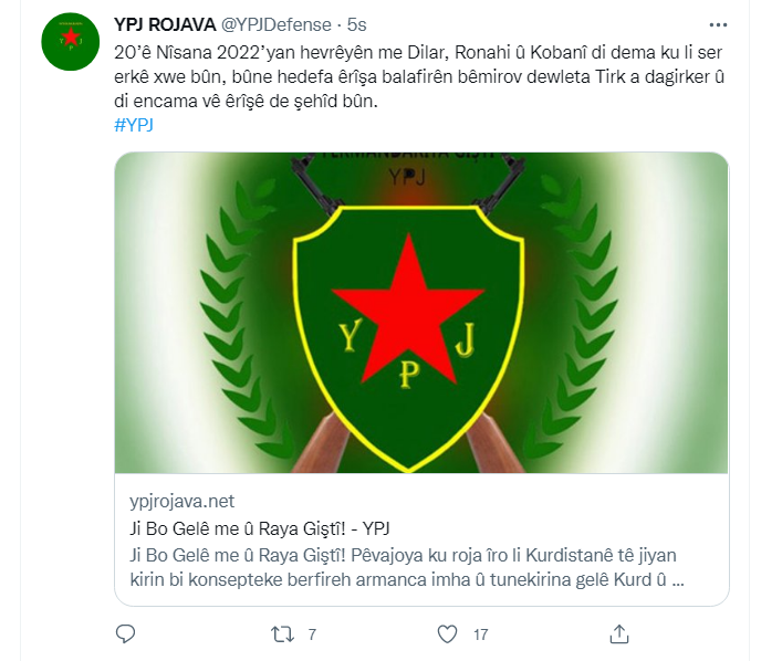 Foto: YPJ Twitter hesabı