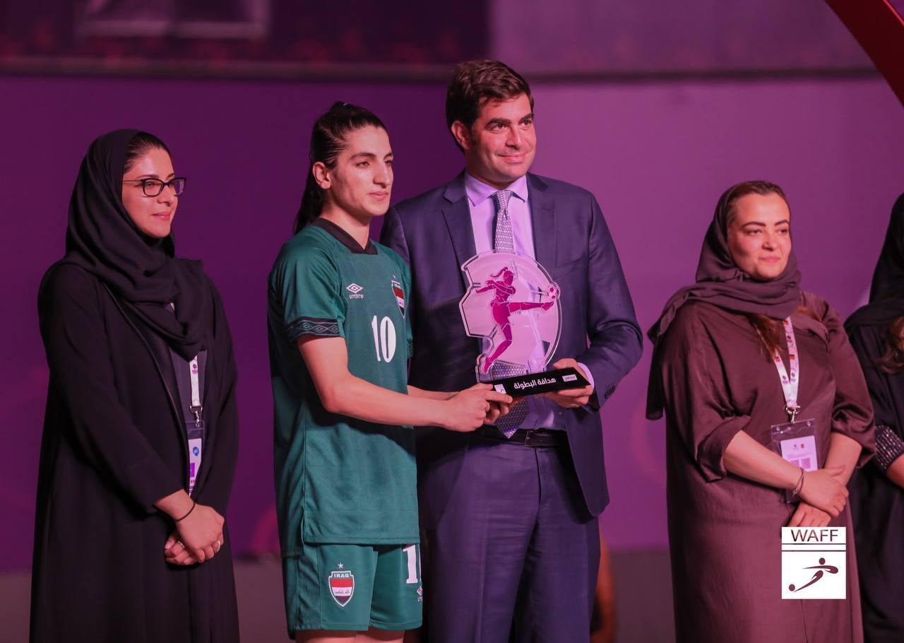 Shokhan Salihi was awarded the tournament’s top goal scorer award in Saudi Arabia. Date: June 24, 2022. Photo: WAFF