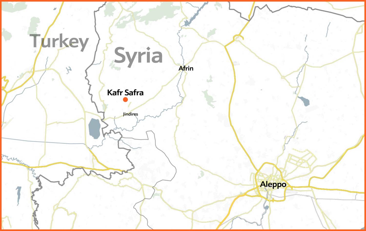 Map shows the location of the settlement donated by Palestinians in Afrin. Credit: Google Maps/Rudaw