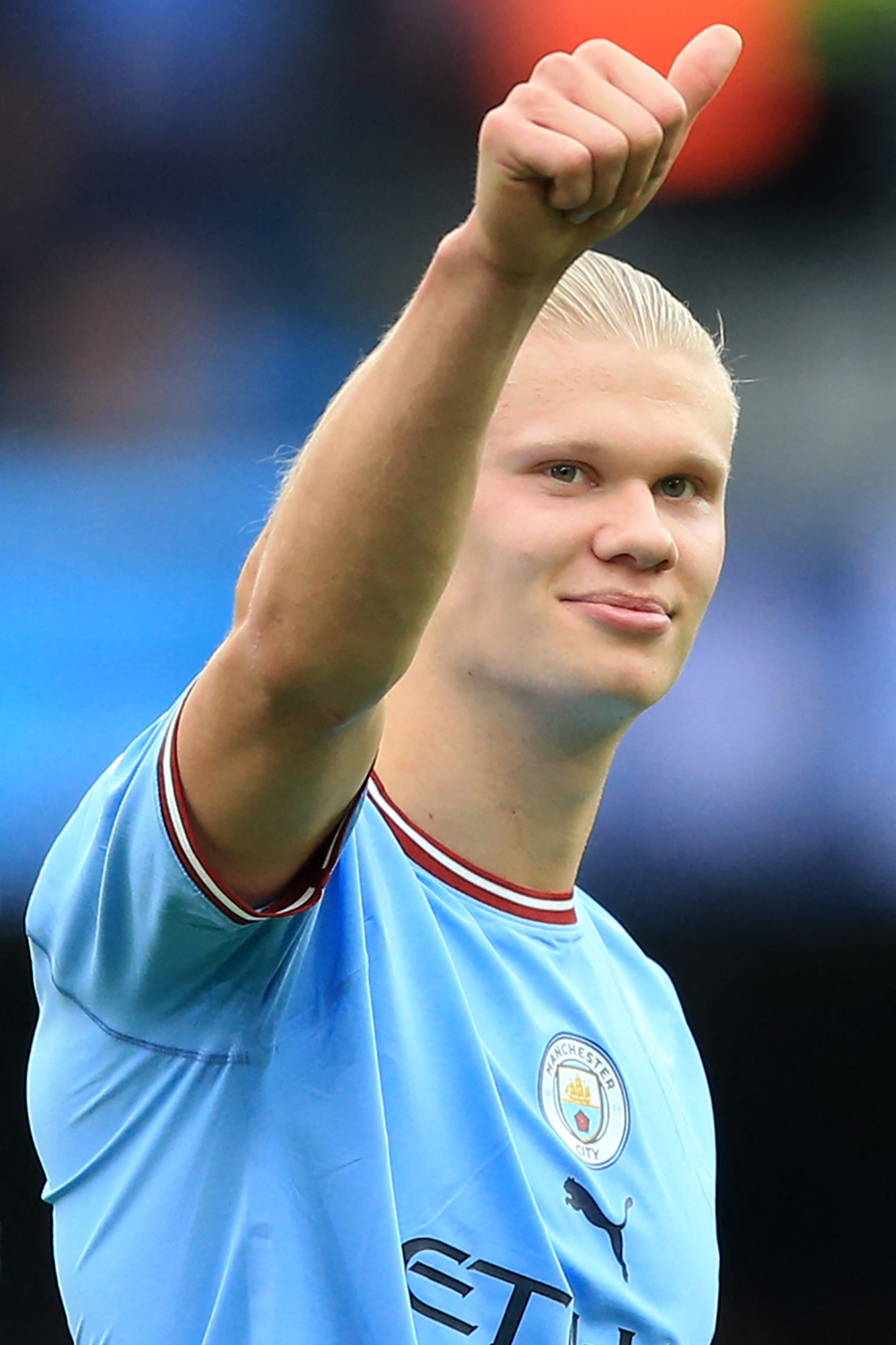Manchester City'nin Norveçli forvet oyuncusu Erling Haaland, Manchester City ile Manchester United arasında 2 Ekim'de oynanan maçta yer aldı. / AFP