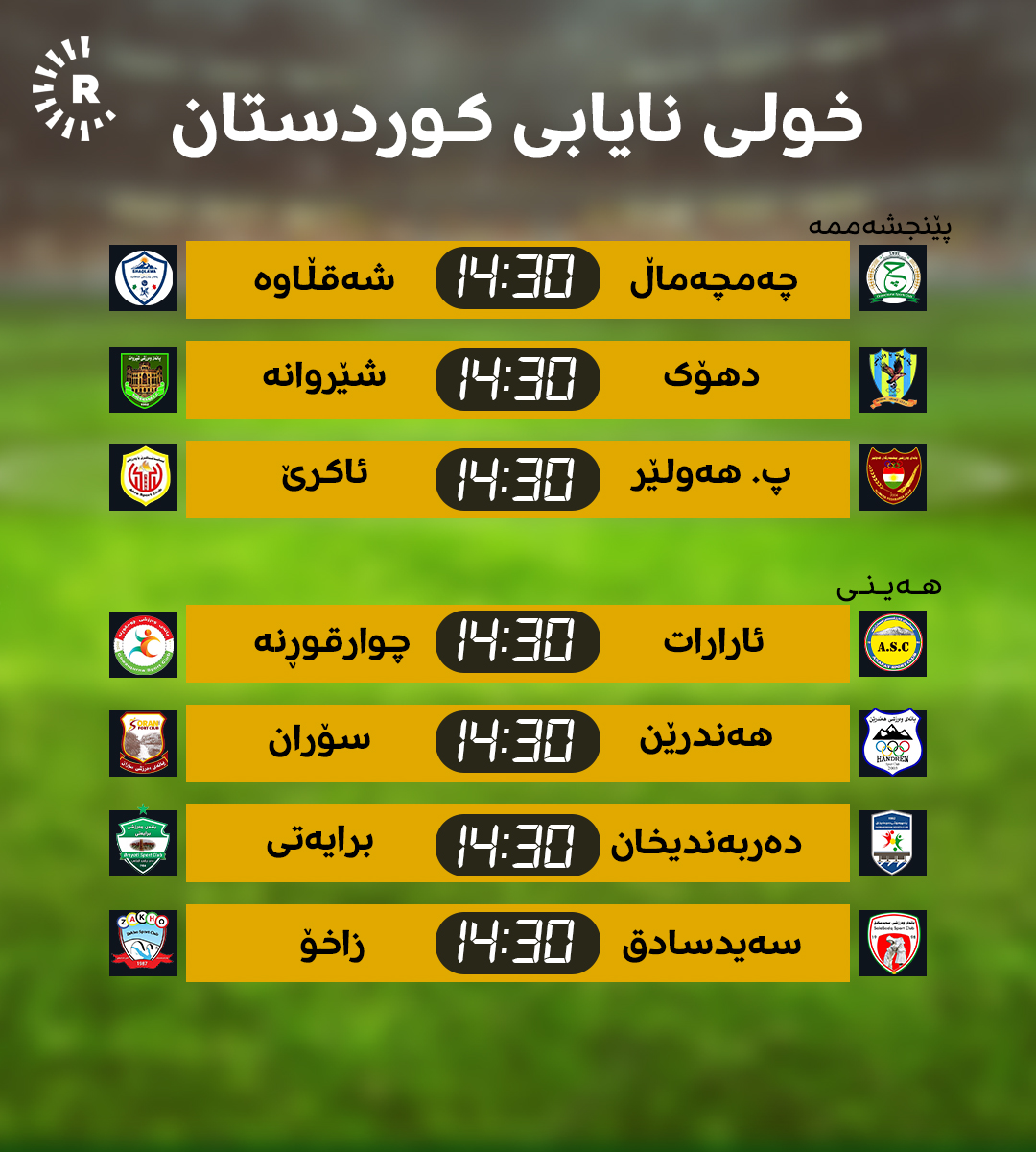 یارییەکانی گەڕی یەکەمی خولی نایابی کوردستان