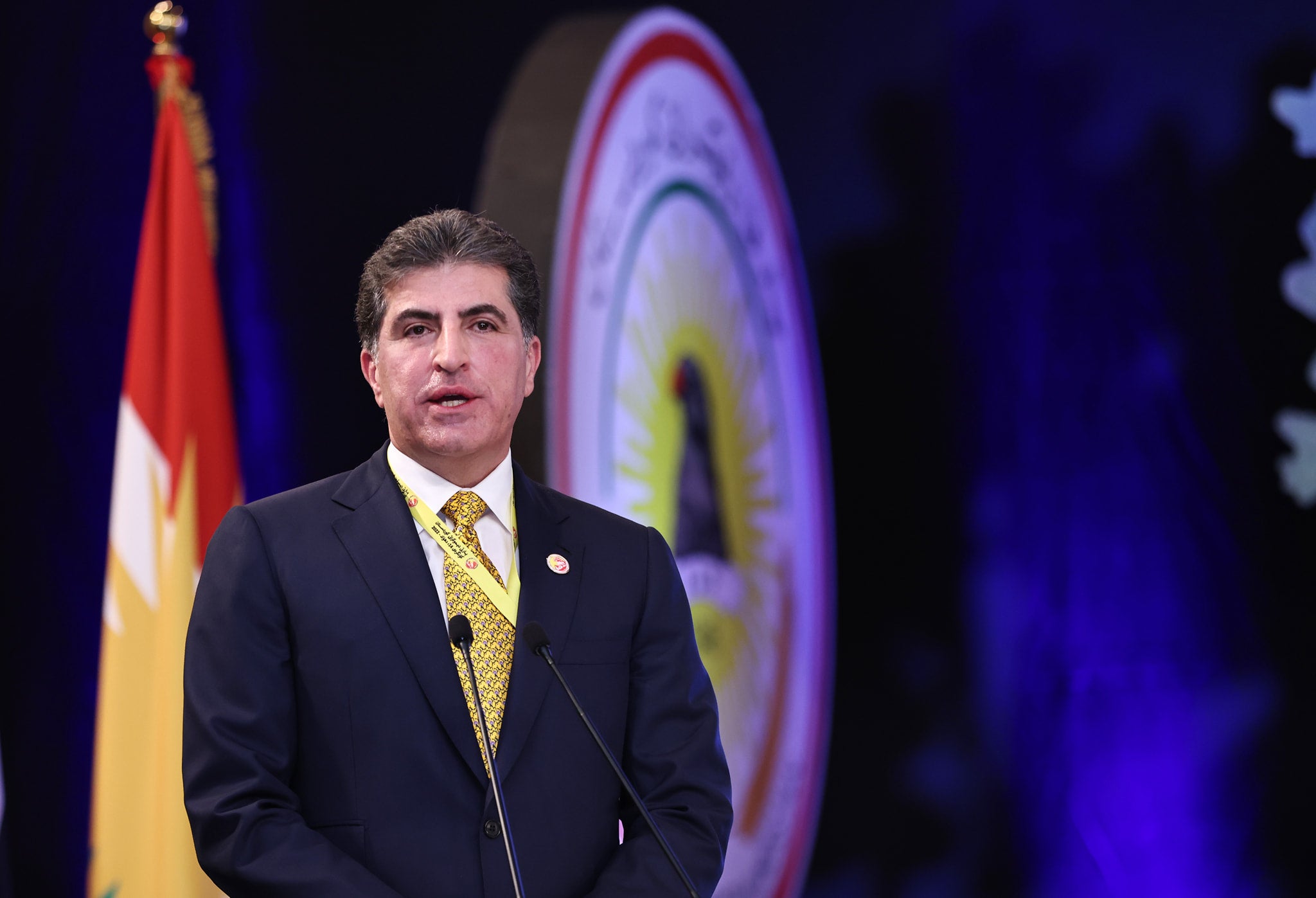 Kurdistan Region President Nechirvan Barzani speaking at the KDP congress in Duhok on November 3, 2022. Photo: Barzani's office