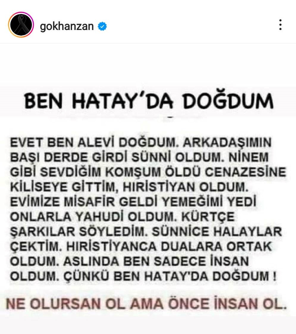 Gökhan Zan'ın Instagram Paylaşımı