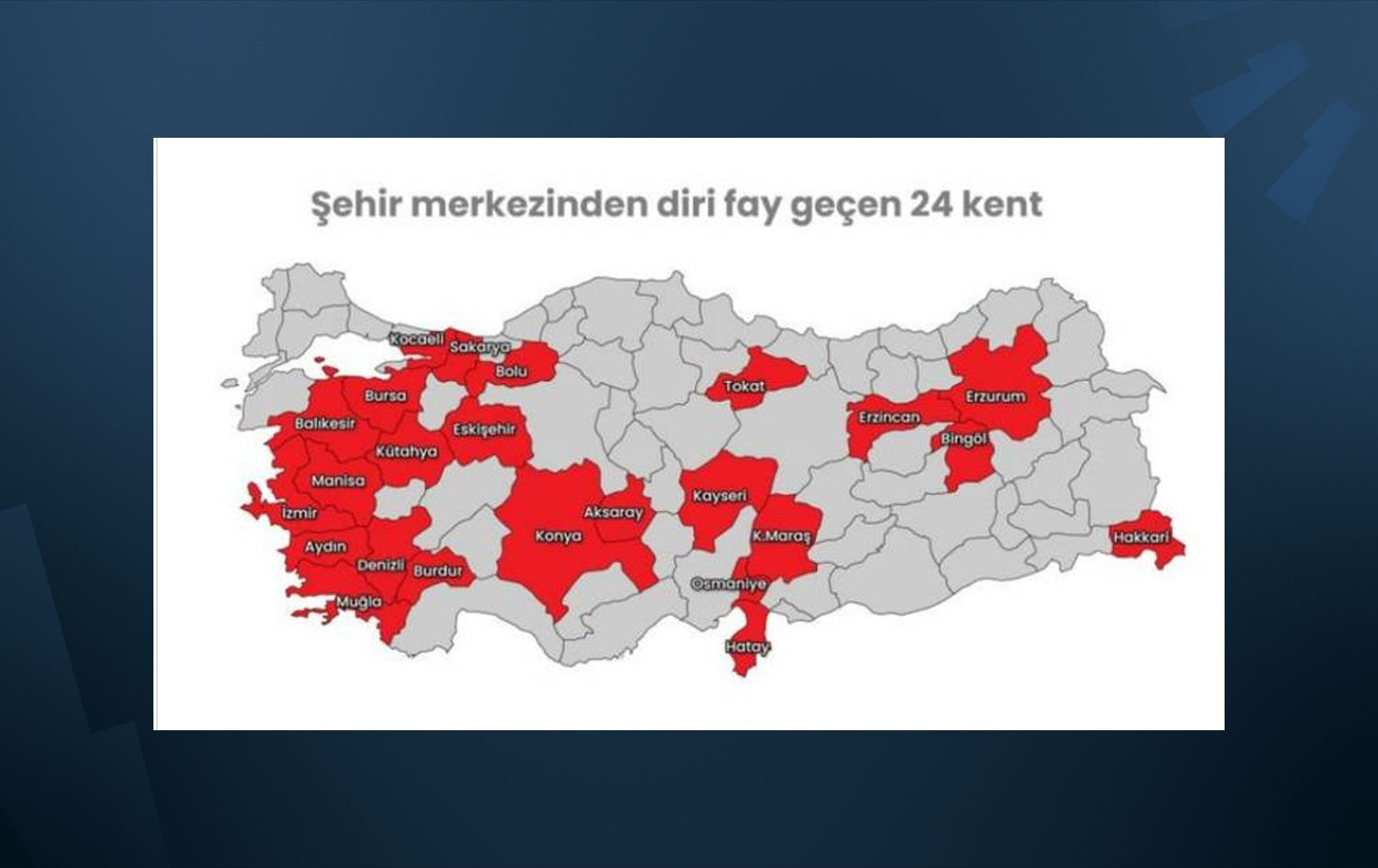 Fay hattının geçtiği 24 kent