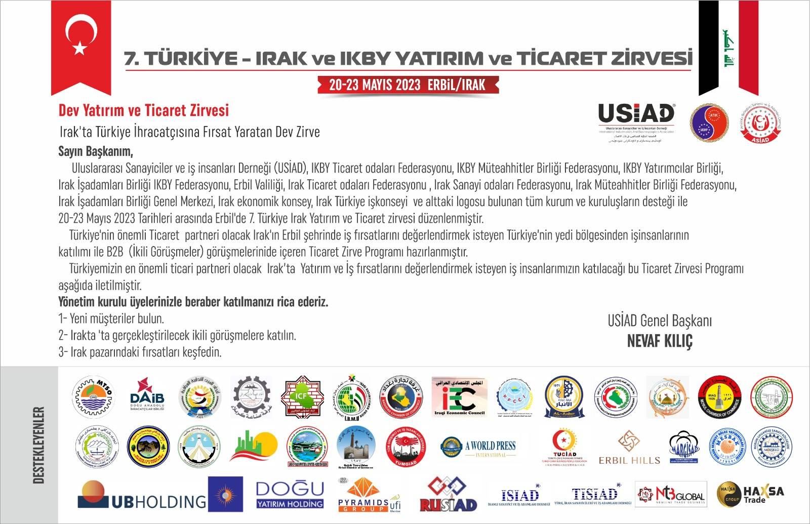 7. Türkiye Irak Yatırım ve Ticaret Zirvesi
