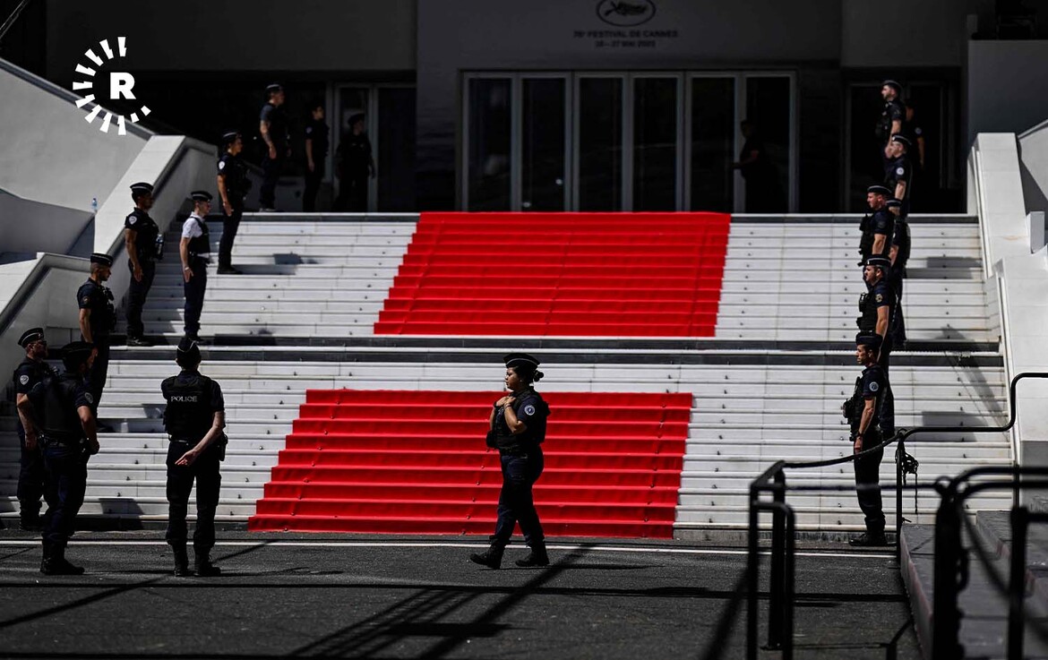 رێوشوێنی ئەمنی تووند لە نزیک کۆشکی فێستیڤاڵەکانی کان گیراوەتەبەر، وێنە: AFP