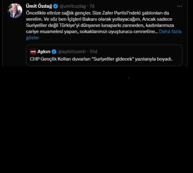 Ümit Özdağ'dan içişleri bakanı iması