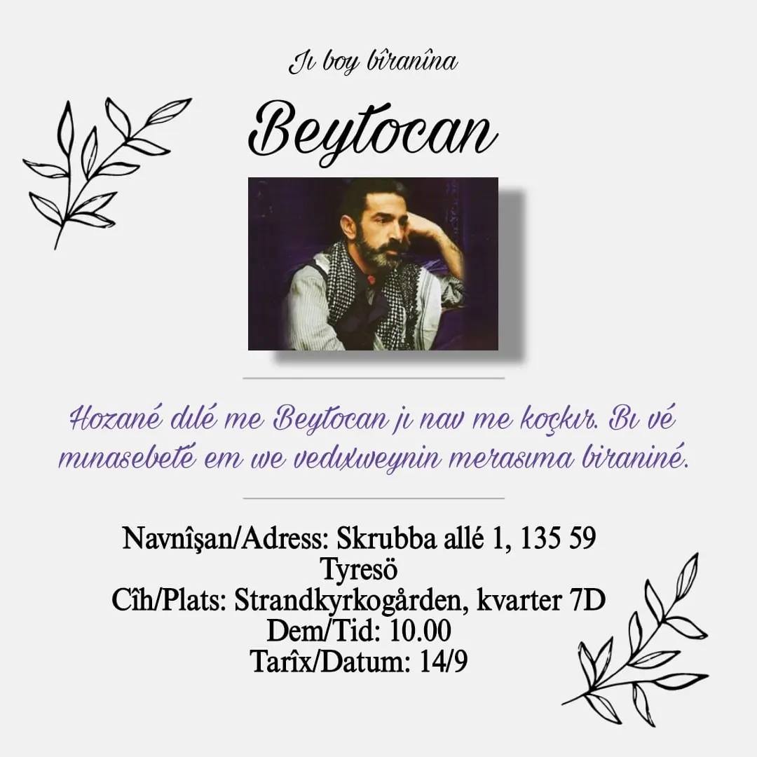 Beytocan'ın cenaze merasim programı belli oldu