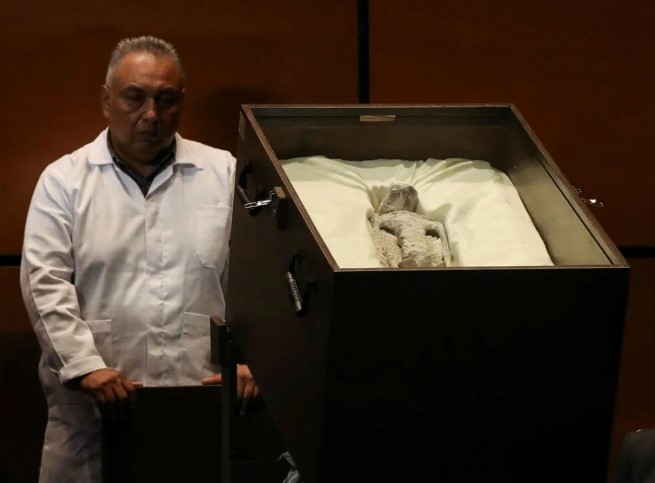 Uzaylı oldukları iddia edilen fosillerin sergilendiği alan