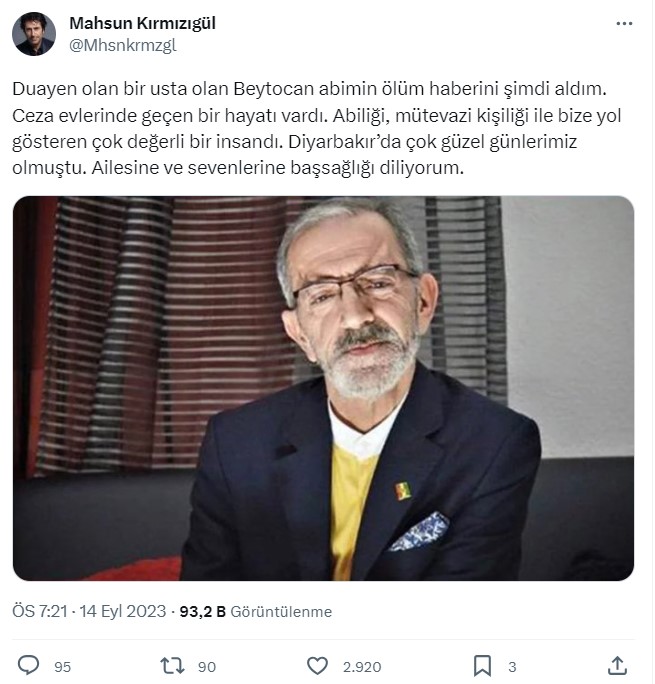 Kırmızıgül'ün ilgili paylaşımı
