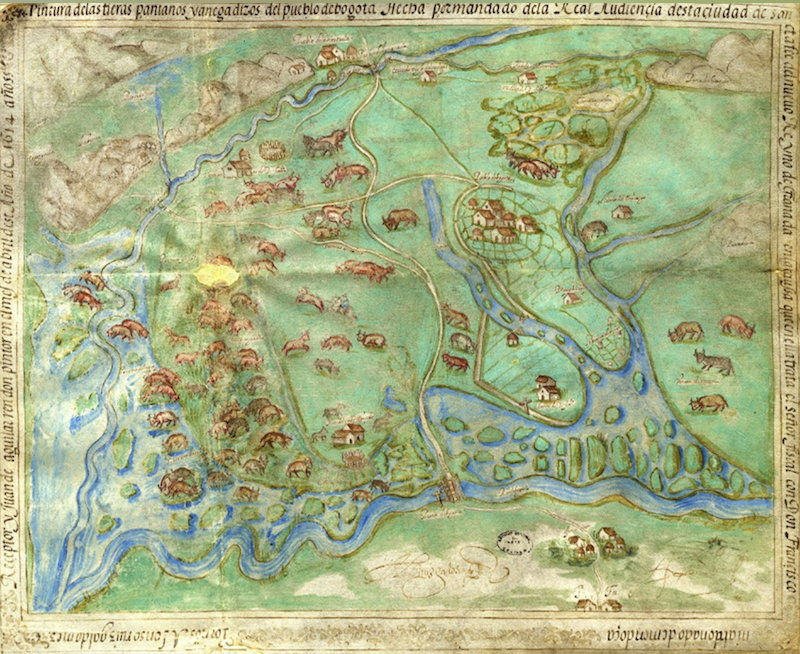 Bogota bölgesinin 1614’teki sömürge haritası. C: Archivo General de Indias