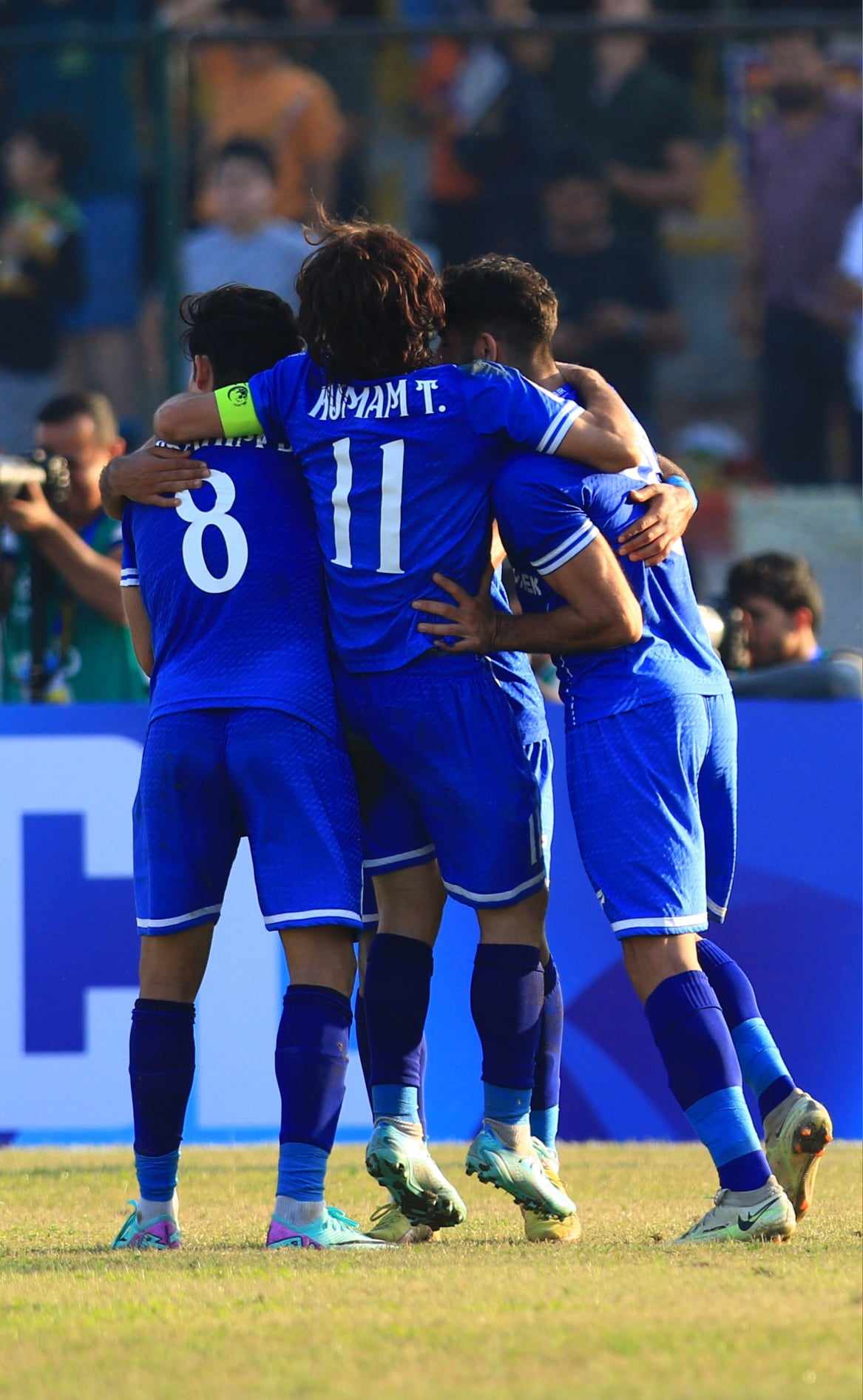 Al-Quwa Al-Jawiya oyuncuları gol sonrası sevinç yaşadı / Foto: Bilind T. Abdullah / Rûdaw