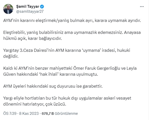 Şamil Tayyar X hesabı
