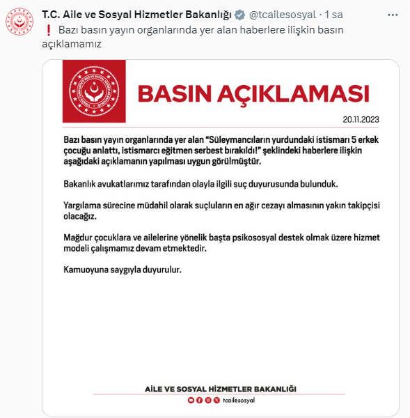 Bakanlığın açıklaması