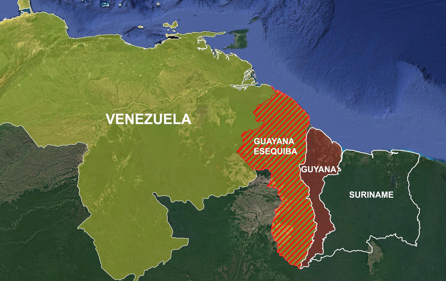 Esequibo bölgesinin haritası