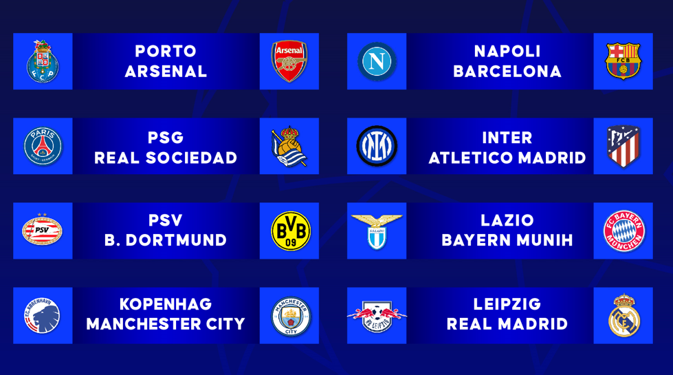 16 tîmên dawiyê yên Lîga Şampiyonan diyar bûn