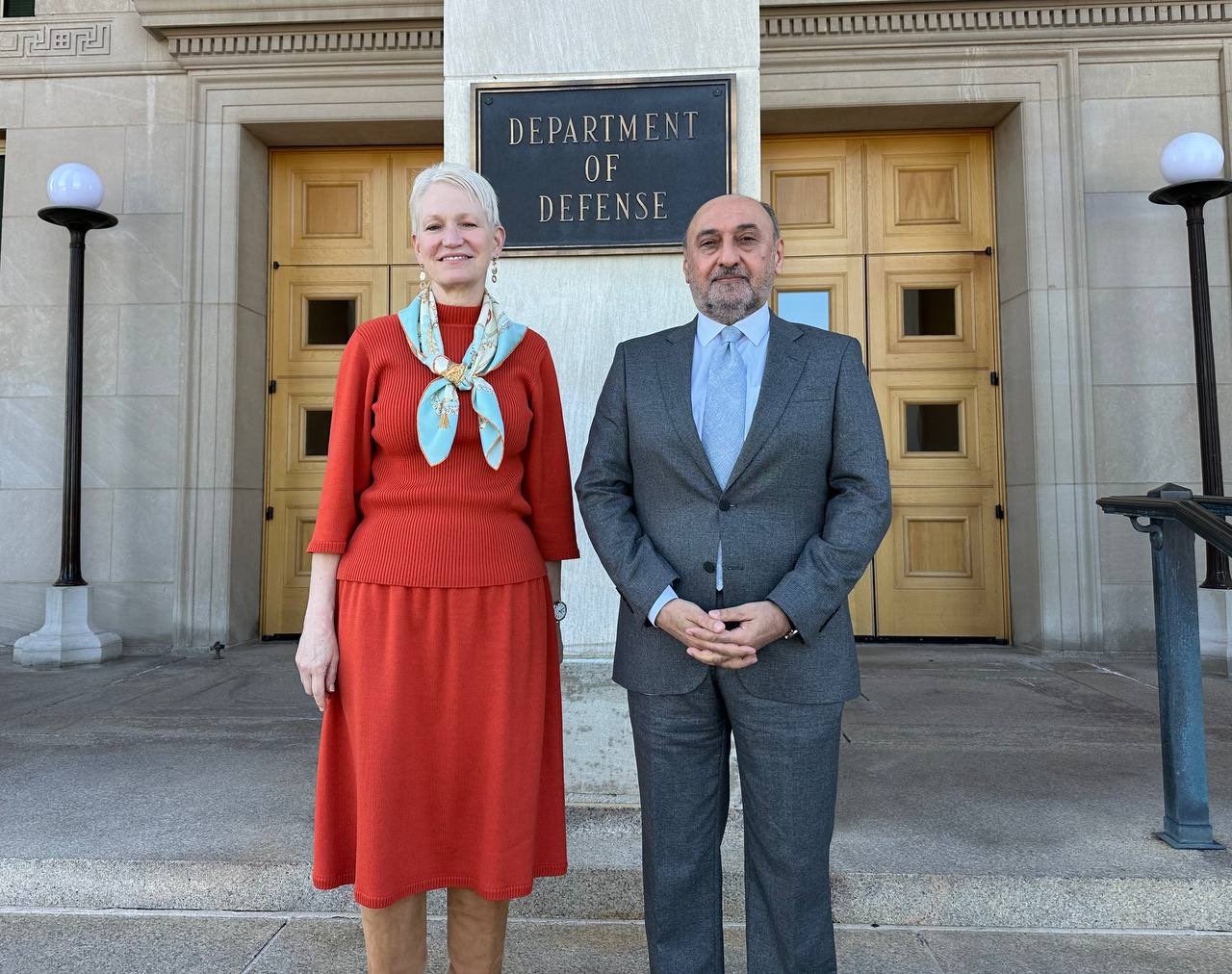 Chief of staff at the Kurdistan Region Presidency Fawzi Hariri (right) and US Assistant Secretary of Defense for International Security Affairs Celeste Wallander (left) pose for a photo in Washington on February 5, 2024. Photo: Kurdistan Region Presidency.