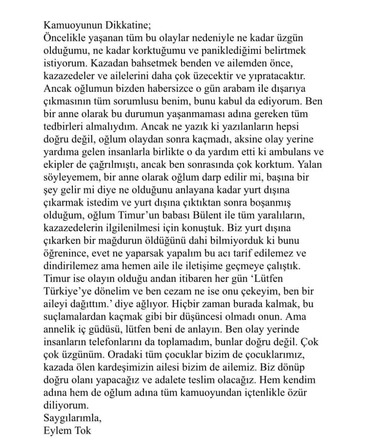 Eylem Tok'un açıklaması