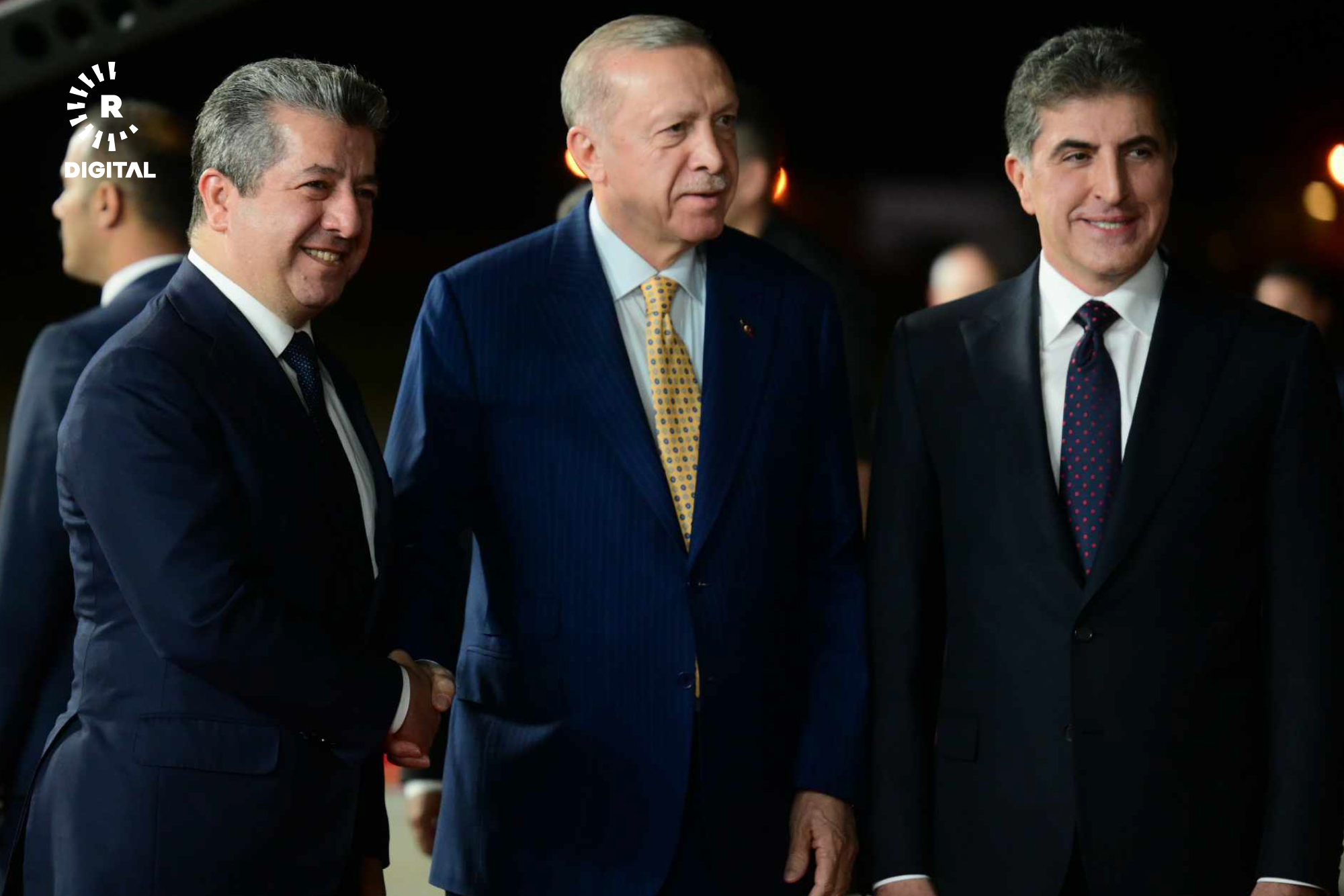 وێنەی پێشوازی سەرۆک و سەرۆکوەزیرانی هەرێمی کوردستان لە ئەردۆغان