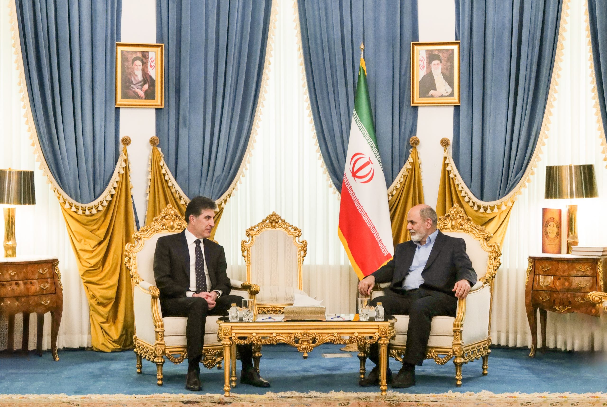 Kurdistan Region President Nechirvan Barzani (left) met Ali Akbar Ahmadian, secretary of Iran's Supreme National Security Council in Tehran on May 6, 2024. Photo: Office of President Barzani