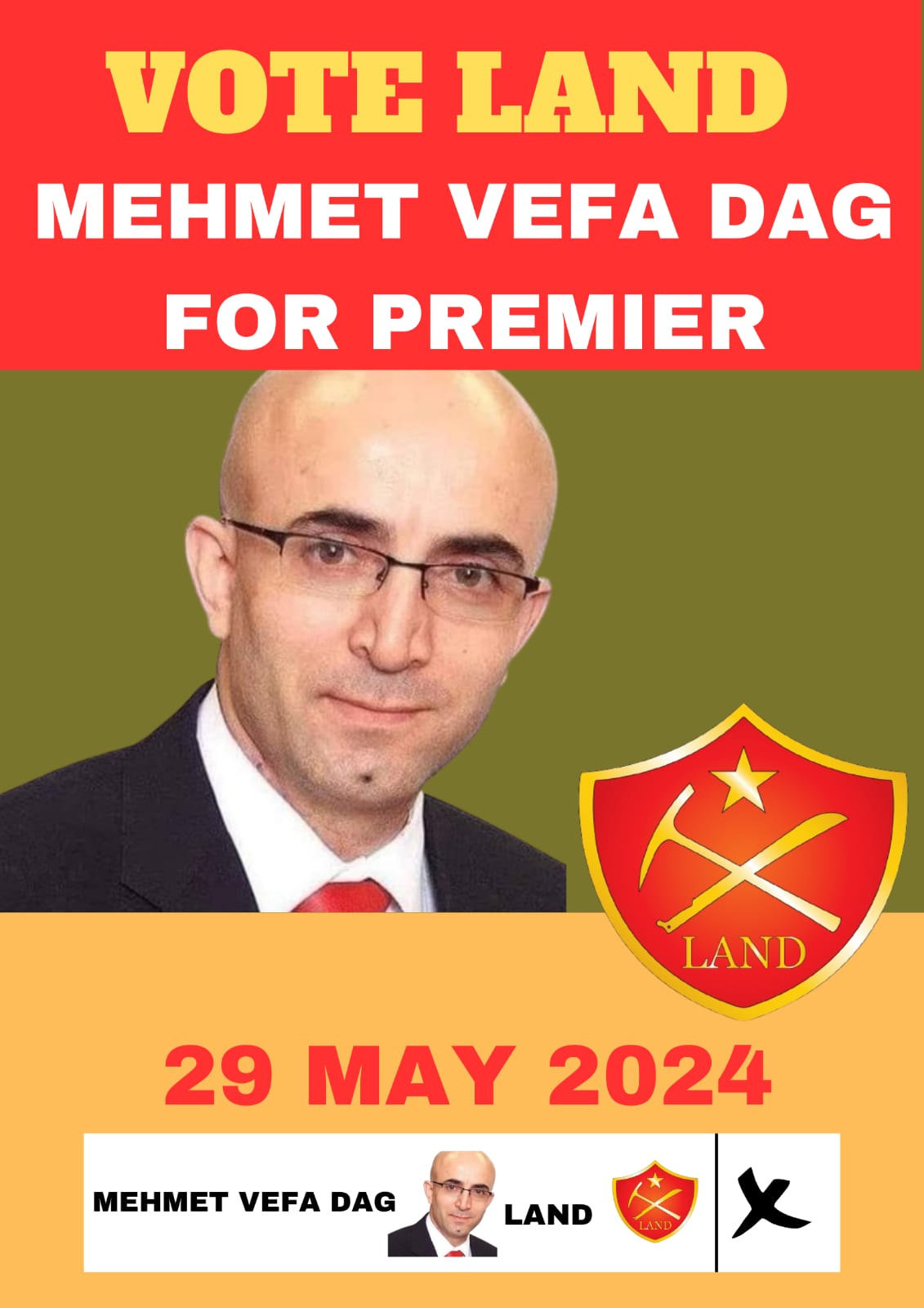 Foto: Kürt siyasetçi Mehmet Vefa Dağ'ın seçimde kullandığı poster Foto: Kürt siyasetçi Mehmet Vefa Dağ'ın seçimde kullandığı poster