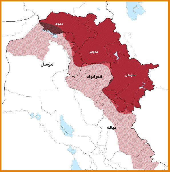 نەخشەی هەرێمی کوردستان.